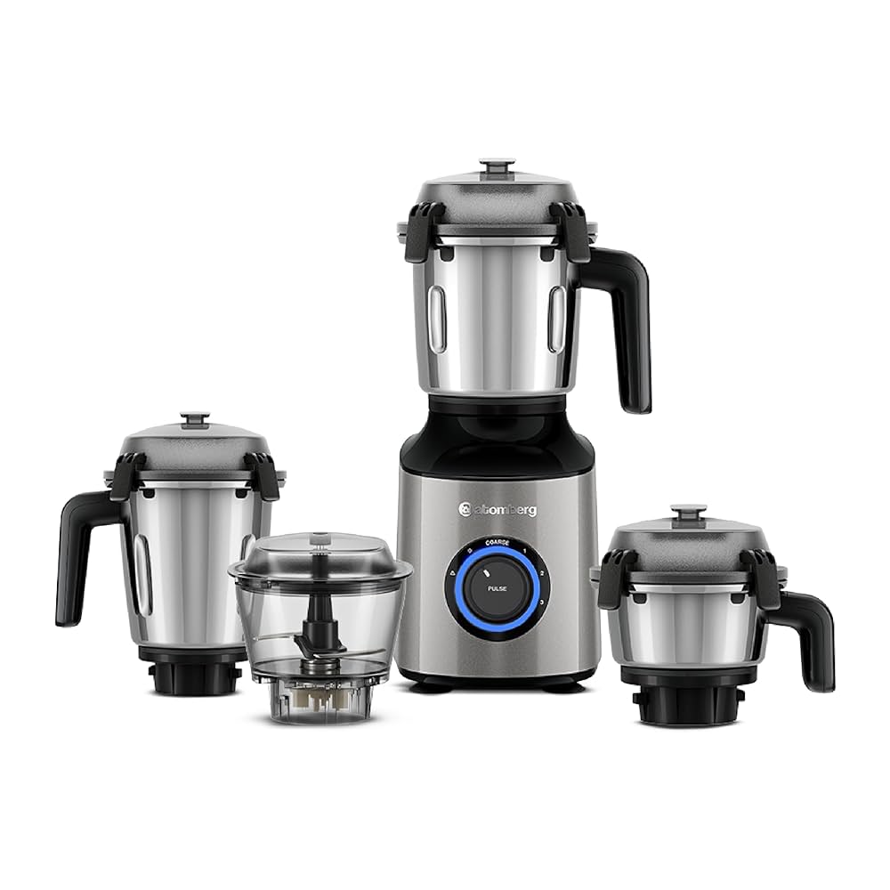 Atomberg Zenova Mixer Grinder with Unique Coarse Mode | Advanced Safety Features | 4 Jars including Chopper Jar with Hands Free Operation (Red Wine)